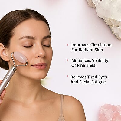 3-in-1 Electric Rose Quartz Vibration Massager Roller (1xAA Batteries Not included)