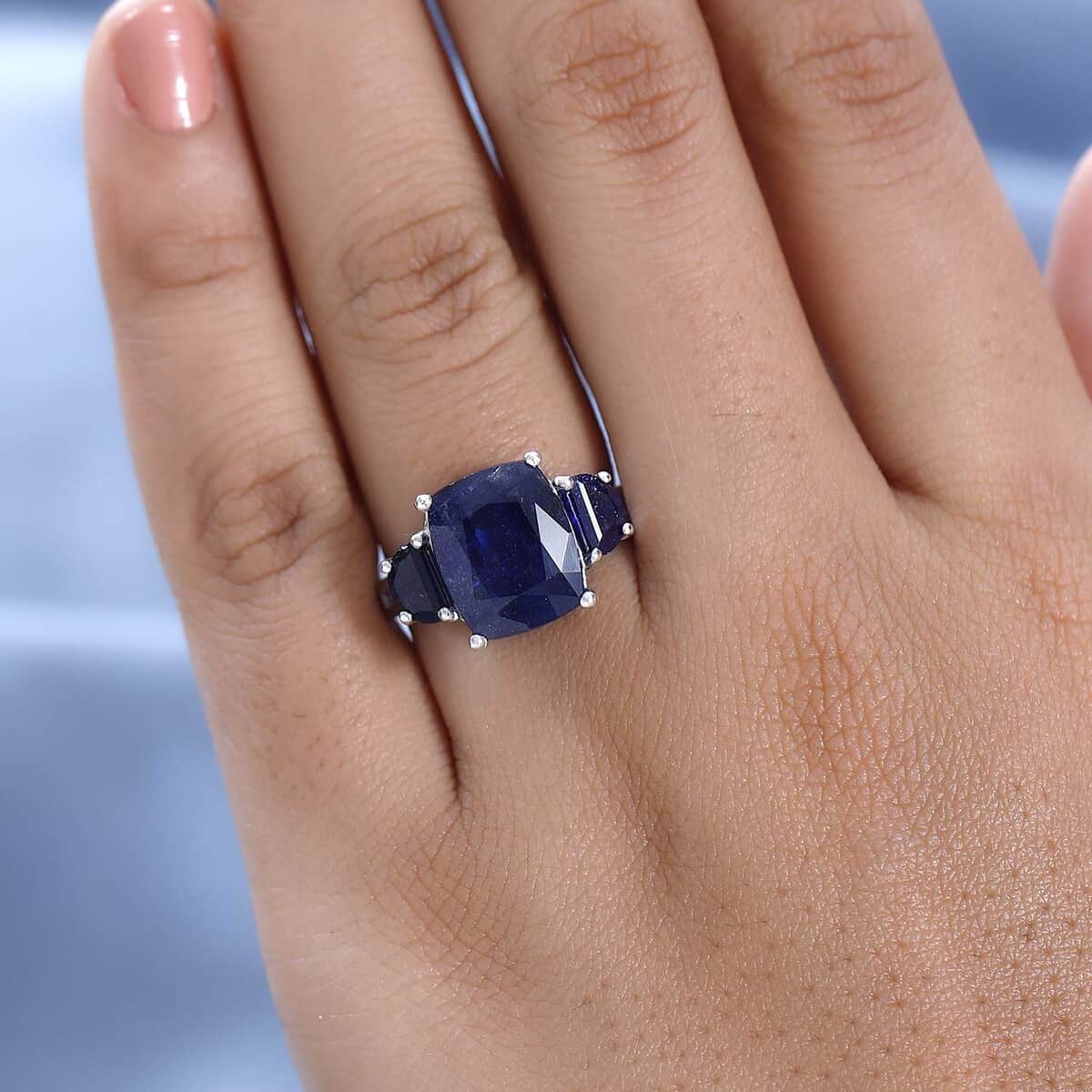 Masoala Sapphire (FF) and White Topaz Ring in Platinum Over Sterling Silver (Size 6.0) 10.15 ctw image number 2