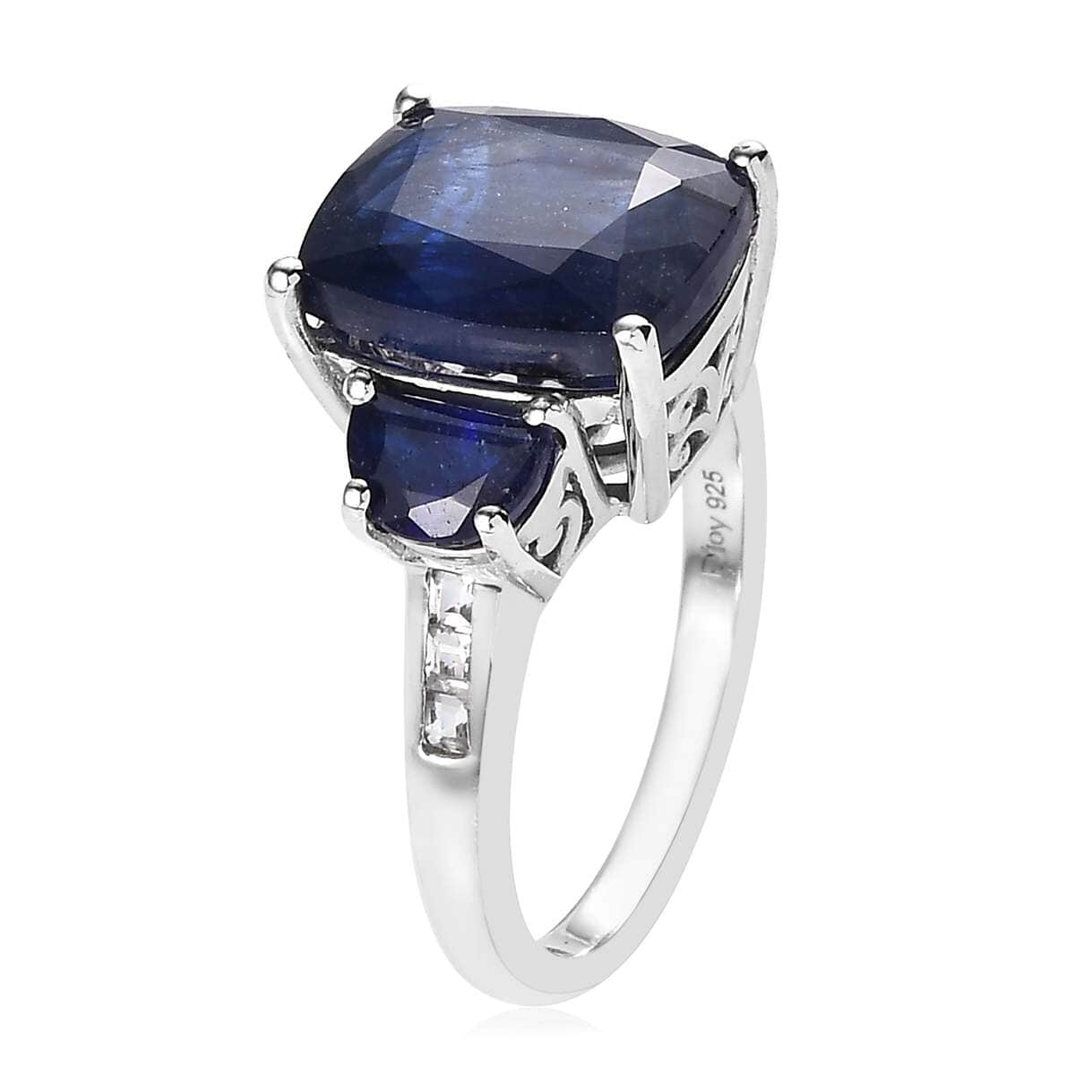 Masoala Sapphire (FF) and White Topaz Ring in Platinum Over Sterling Silver (Size 6.0) 10.15 ctw image number 3