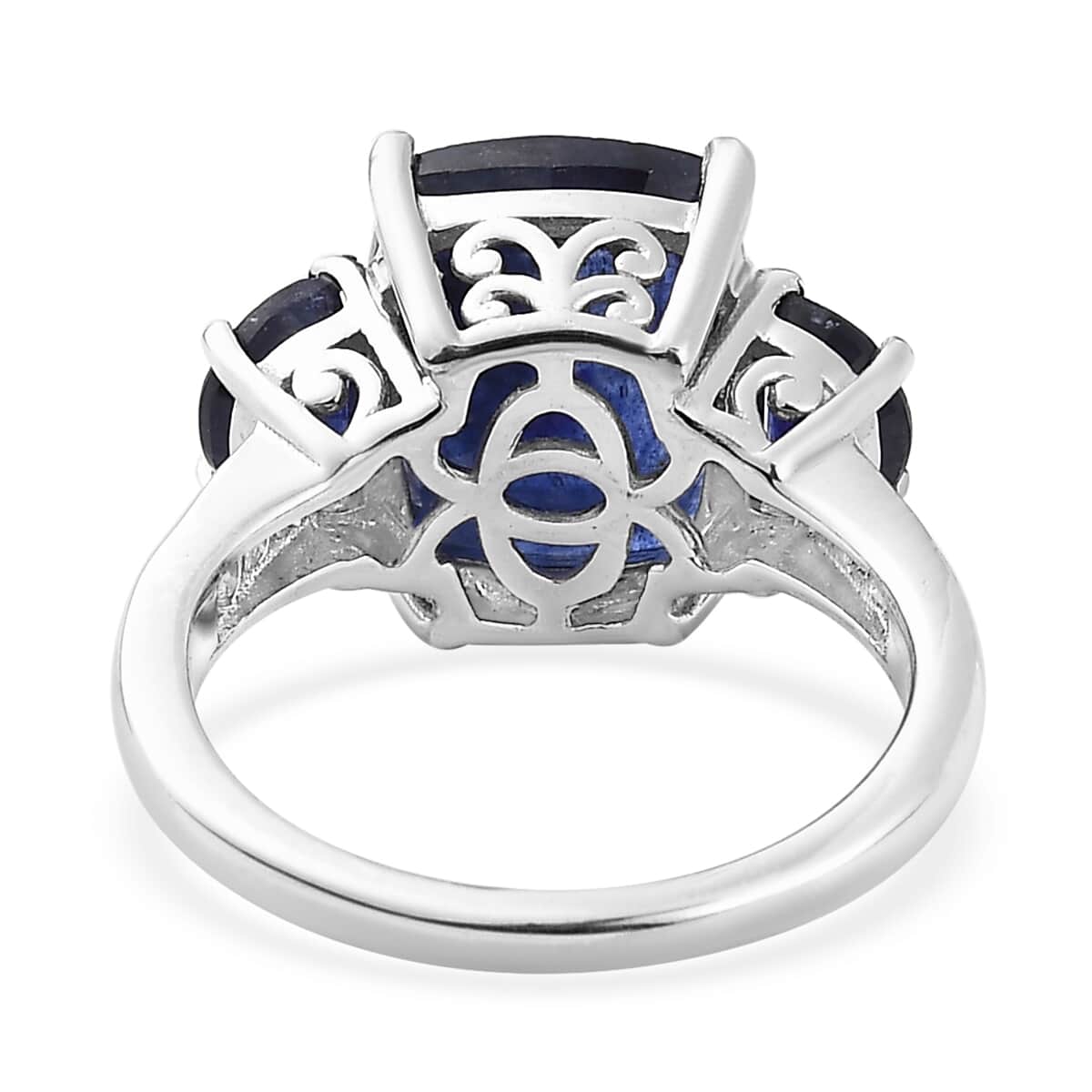 Masoala Sapphire (FF) and White Topaz Ring in Platinum Over Sterling Silver (Size 6.0) 10.15 ctw image number 4