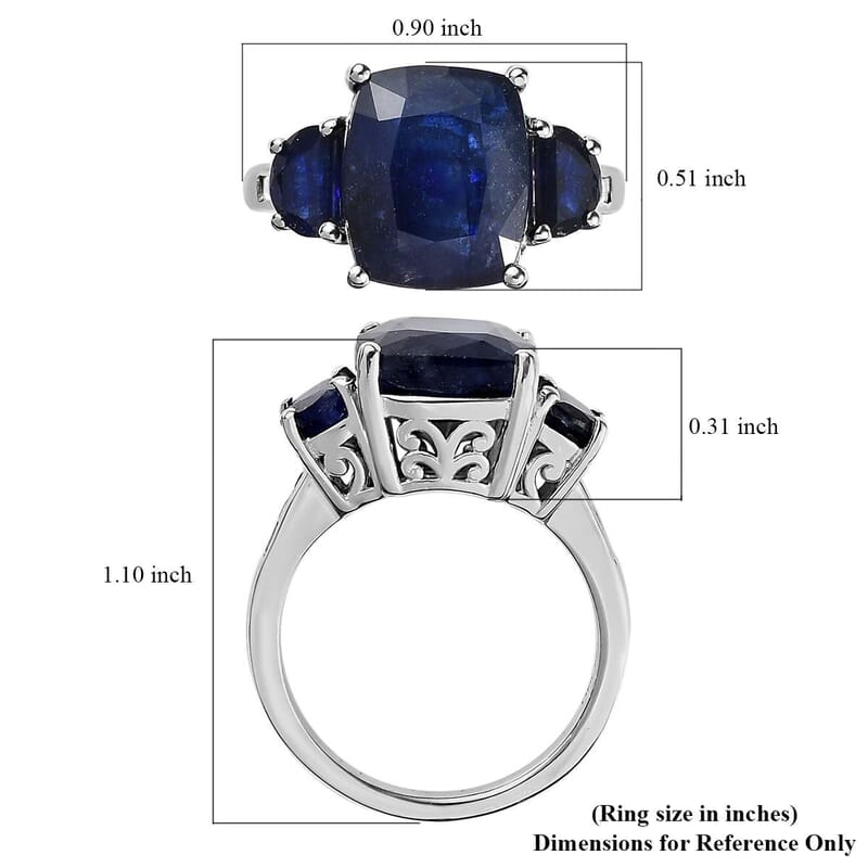Masoala Sapphire (FF) and White Topaz Trilogy Ring in Platinum Over Sterling Silver (Size 6.0) 10.15 ctw