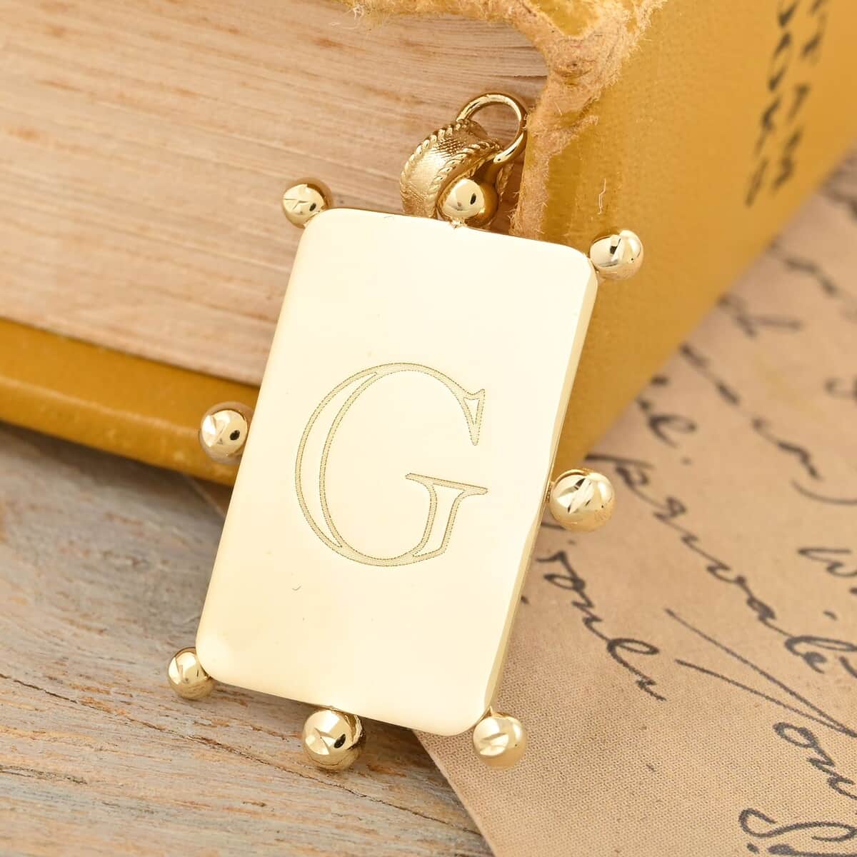 Italian 10K Yellow Gold Initial G Engravable Pendant image number 1