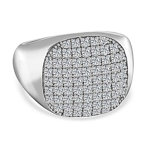 Moissanite 0.94 ctw Ring in Platinum Over Sterling Silver (Size 8)