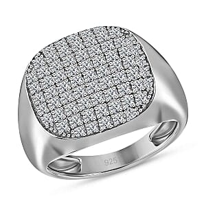 Moissanite 0.94 ctw Ring in Platinum Over Sterling Silver (Size 8)