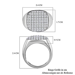 Moissanite 0.94 ctw Ring in Platinum Over Sterling Silver (Size 8)