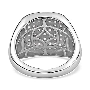 Moissanite 0.94 ctw Ring in Platinum Over Sterling Silver (Size 8)