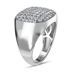 Moissanite 0.94 ctw Ring in Platinum Over Sterling Silver (Size 8)