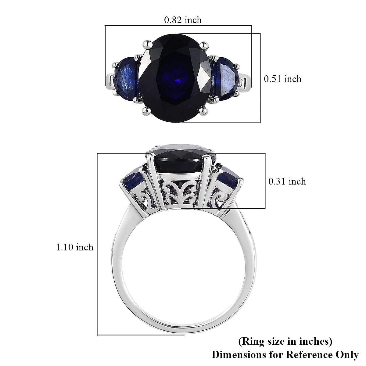 Masoala Sapphire (FF) and White Topaz Trilogy Ring in Platinum Over Sterling Silver (Size 8.0) 9.35 ctw image number 5