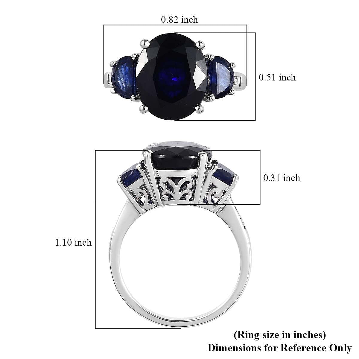 Masoala Sapphire (FF) and White Topaz Trilogy Ring in Platinum Over Sterling Silver (Size 10.0) 9.35 ctw image number 5