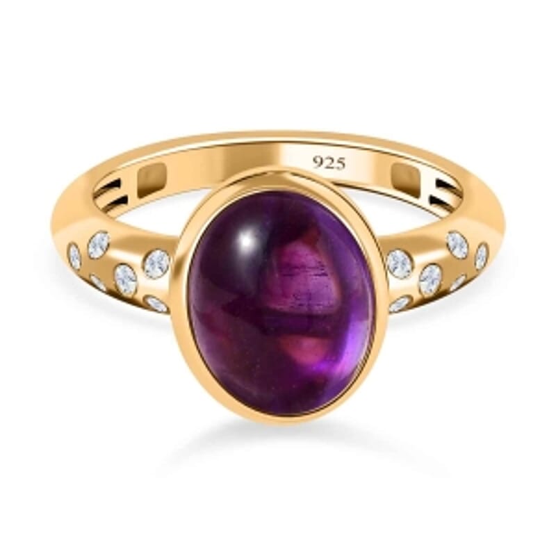 African Amethyst and White Zircon 3.04 ctw Ring in 14K YG Over Sterling Silver (Size 9)