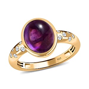 African Amethyst and White Zircon 3.04 ctw Ring in 14K YG Over Sterling Silver (Size 9)