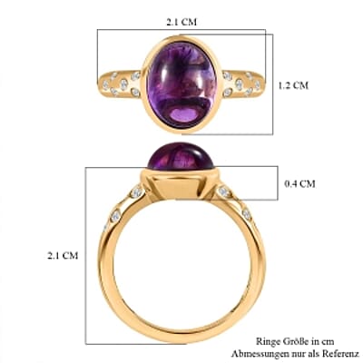 African Amethyst and White Zircon 3.04 ctw Ring in 14K YG Over Sterling Silver (Size 9)