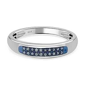 Blue Diamond 0.10 ctw Ring in Platinum Over Sterling Silver (Size 8.0)