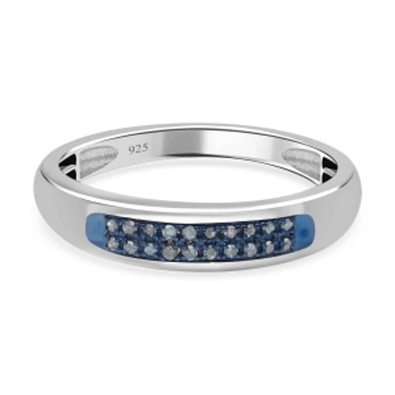 Blue Diamond 0.10 ctw Ring in Platinum Over Sterling Silver (Size 8.0)