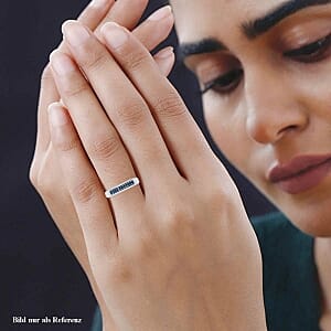 Blue Diamond 0.10 ctw Ring in Platinum Over Sterling Silver (Size 8.0)