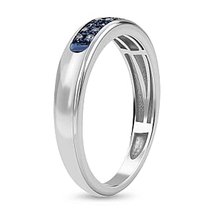 Blue Diamond 0.10 ctw Ring in Platinum Over Sterling Silver (Size 8.0)