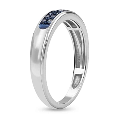 Blue Diamond 0.10 ctw Ring in Platinum Over Sterling Silver (Size 8.0)