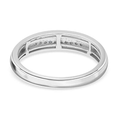 Blue Diamond 0.10 ctw Ring in Platinum Over Sterling Silver (Size 8.0)