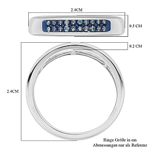 Blue Diamond 0.10 ctw Ring in Platinum Over Sterling Silver (Size 8.0)