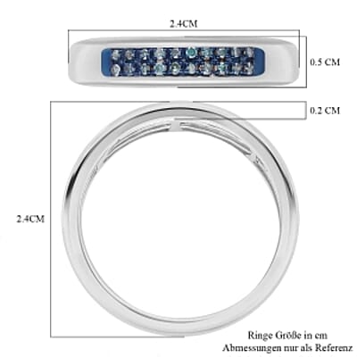 Blue Diamond 0.10 ctw Ring in Platinum Over Sterling Silver (Size 8.0)