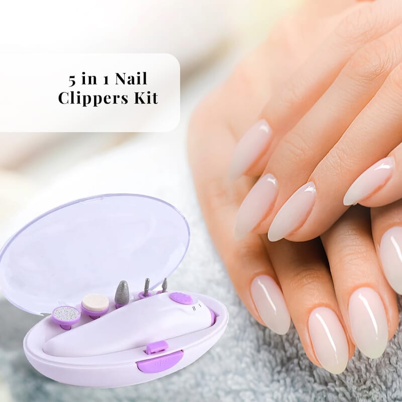 5 in 1 Nail Clippers Kit with Two Gears Fast & Slow (AA Batteries not Included)  