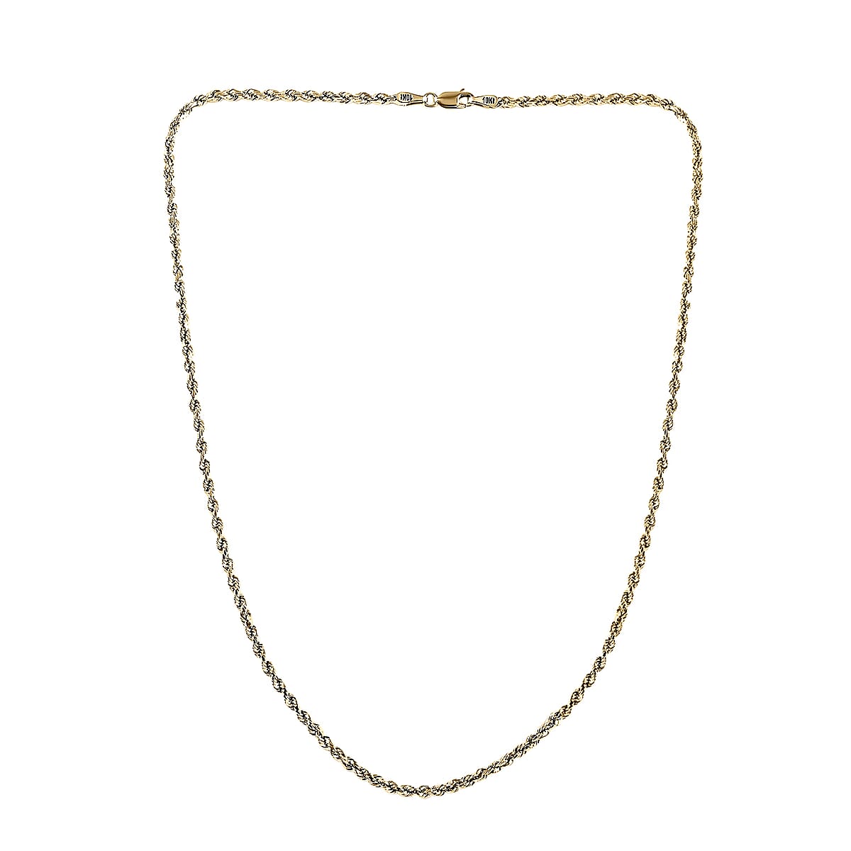 10K Yellow Gold 1.5mm Rope Chain Necklace 18 Inches 1.3 Grams image number 2