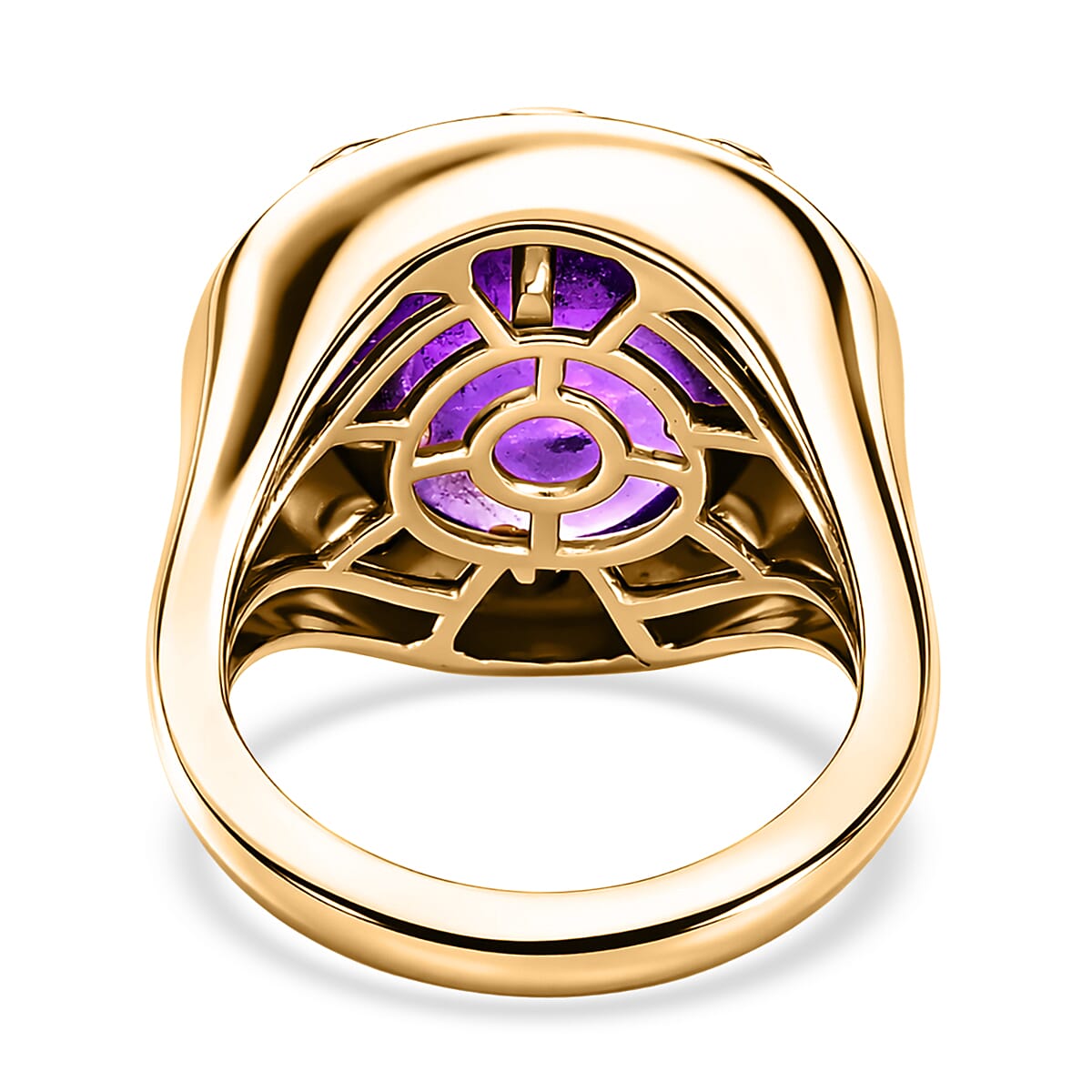 African Amethyst and Multi-Tourmaline 7.40 ctw Ring in 14K YG Over Sterling Silver (Size 5.5)