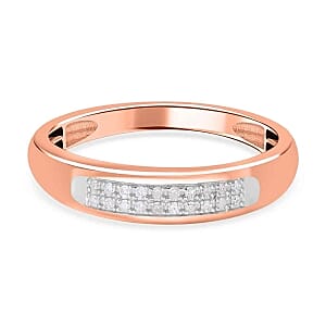 White Diamond 0.10 ctw Ring in 18K Vermeil Rose Gold Over Sterling Silver (Size 9.0)