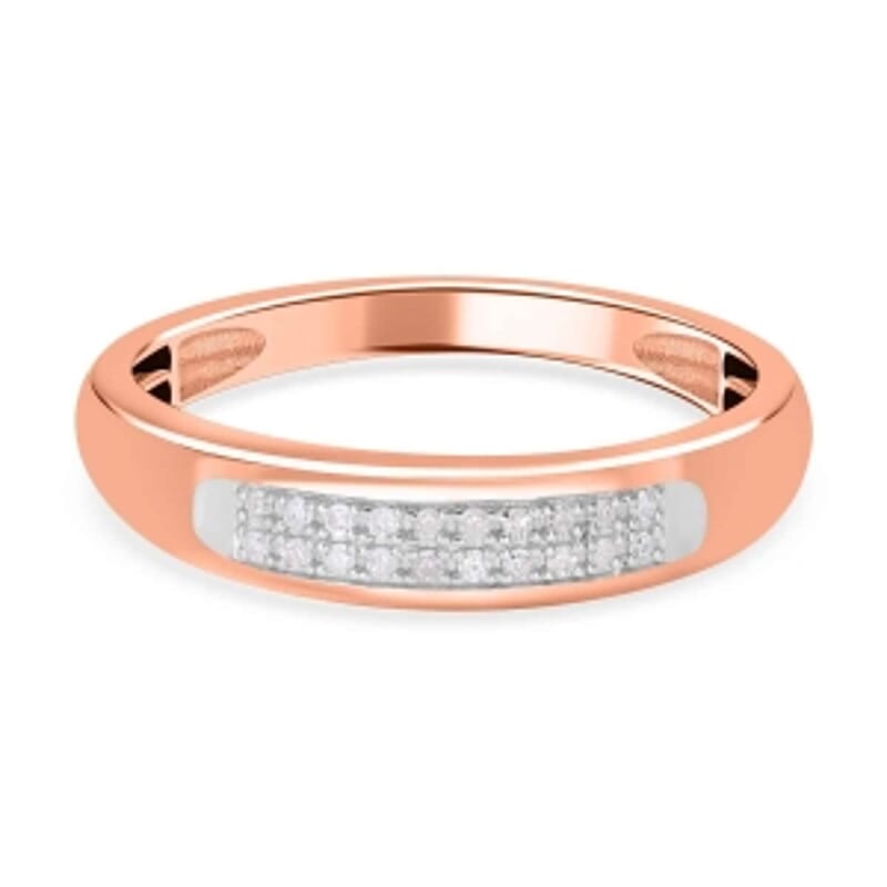 White Diamond 0.10 ctw Ring in 18K Vermeil Rose Gold Over Sterling Silver (Size 9.0)