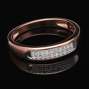White Diamond 0.10 ctw Ring in 18K Vermeil Rose Gold Over Sterling Silver (Size 9.0)