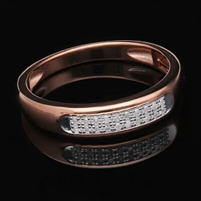 White Diamond 0.10 ctw Ring in 18K Vermeil Rose Gold Over Sterling Silver (Size 9.0)