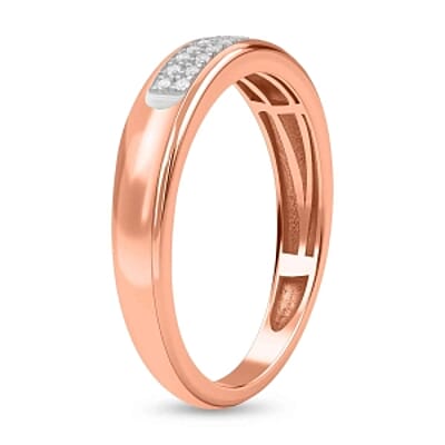 White Diamond 0.10 ctw Ring in 18K Vermeil Rose Gold Over Sterling Silver (Size 9.0)
