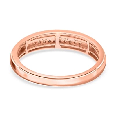 White Diamond 0.10 ctw Ring in 18K Vermeil Rose Gold Over Sterling Silver (Size 9.0)