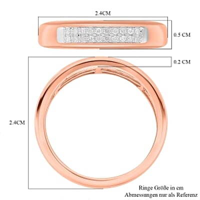 White Diamond 0.10 ctw Ring in 18K Vermeil Rose Gold Over Sterling Silver (Size 9.0)