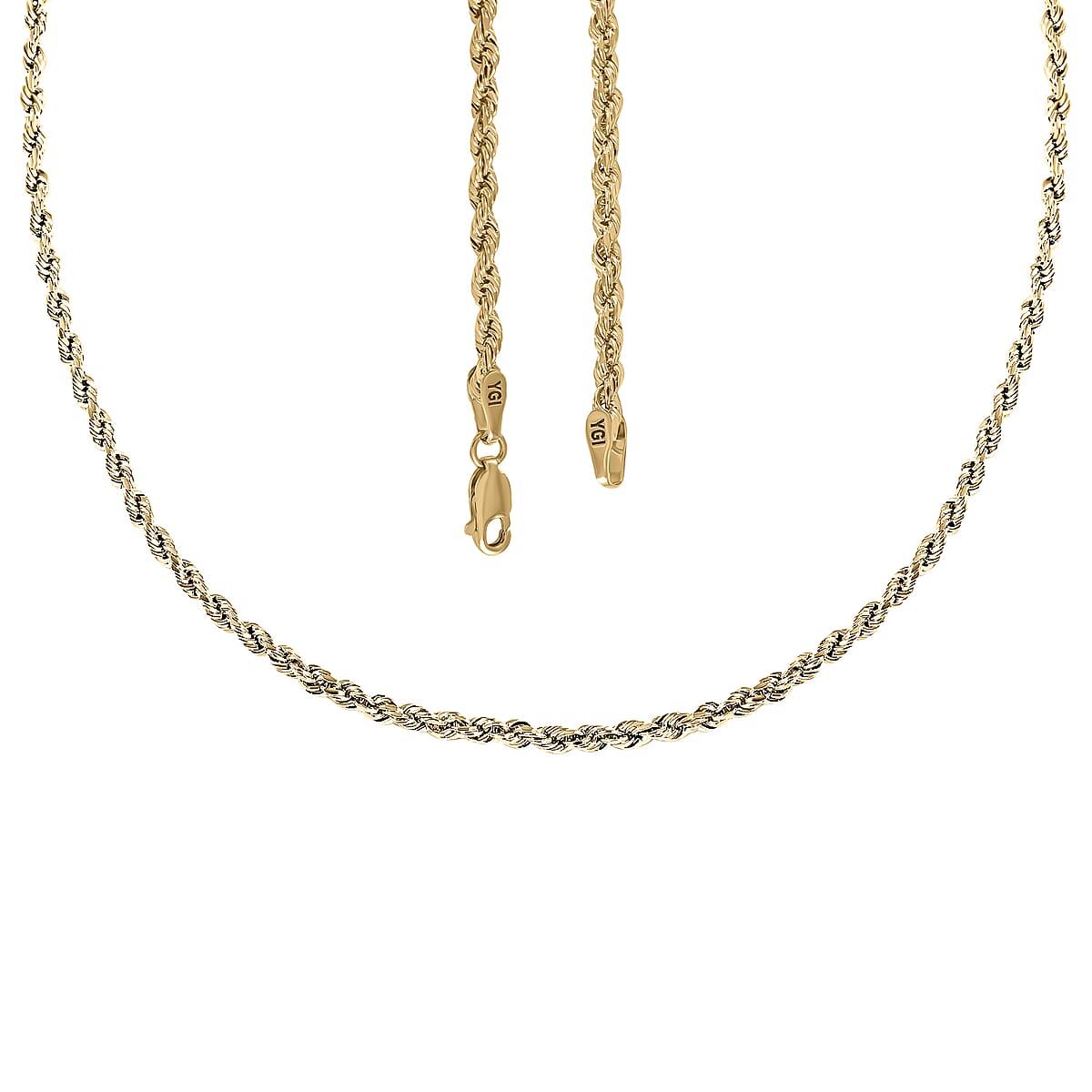 10K Yellow Gold 1.5mm Rope Chain Necklace 22 Inches 1.40 Grams image number 4