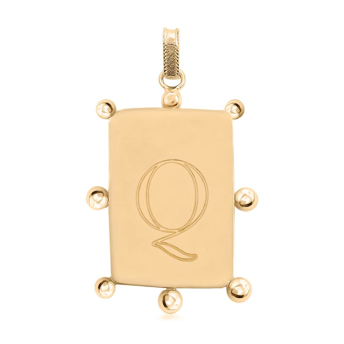 Italian 10K Yellow Gold Initial Q Engravable Pendant image number 0