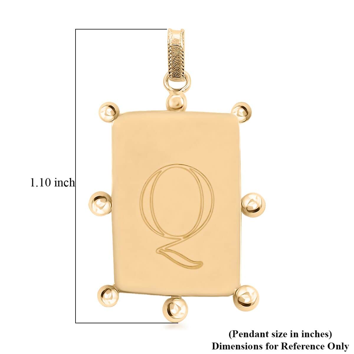 Italian 10K Yellow Gold Initial Q Engravable Pendant image number 5