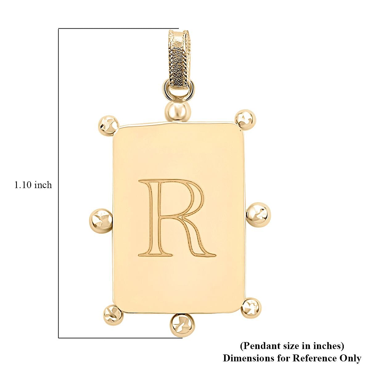 Italian 10K Yellow Gold Initial R Engravable Pendant image number 5