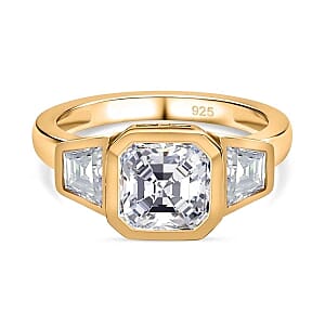 Moissanite 2.37 ctw Ring in 14K Yellow Gold Over Sterling Silver (Size 10)