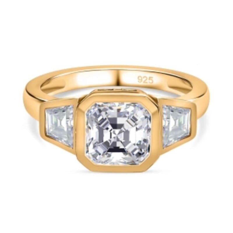 Moissanite 2.37 ctw Ring in 14K Yellow Gold Over Sterling Silver (Size 10)