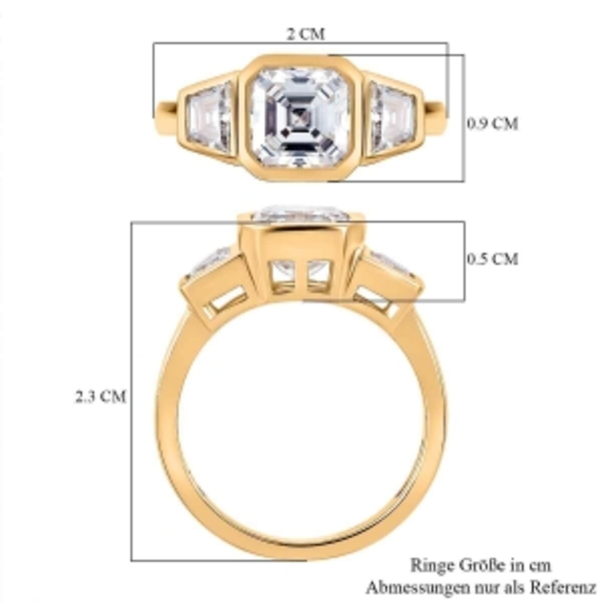Moissanite 2.37 ctw Ring in 14K Yellow Gold Over Sterling Silver (Size 10) image number 4