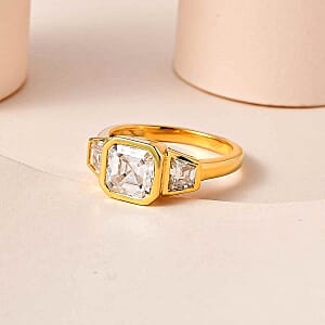 Moissanite 2.37 ctw Ring in 14K Yellow Gold Over Sterling Silver (Size 10)