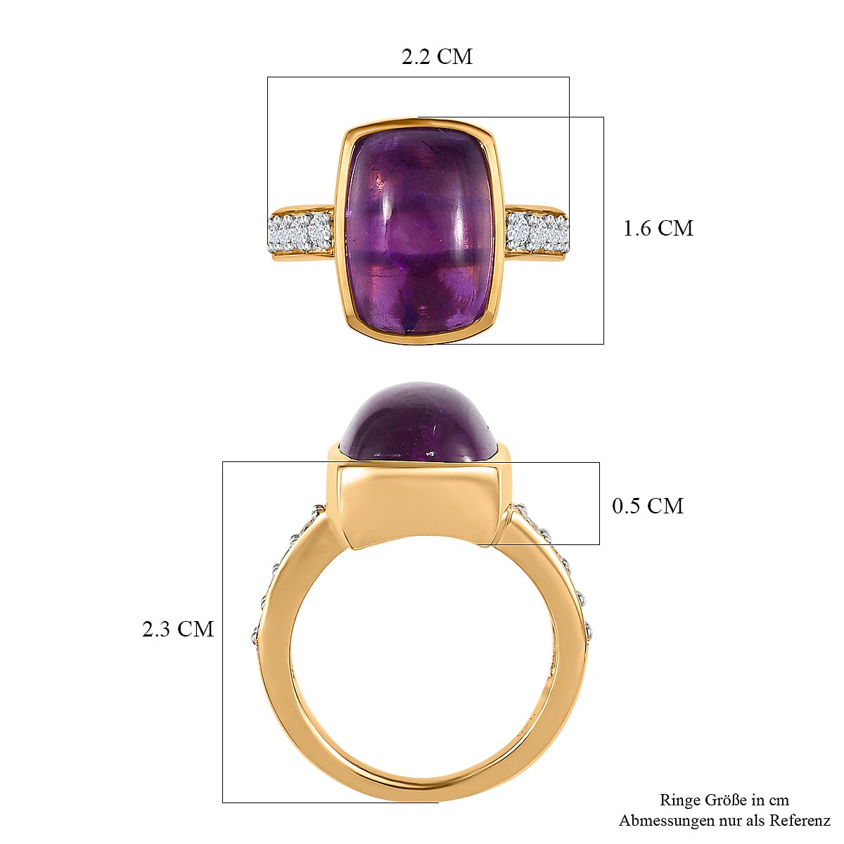 African Amethyst and White Zircon 7.88 ctw Ring in 14K YG Over Sterling Silver (Size 10)