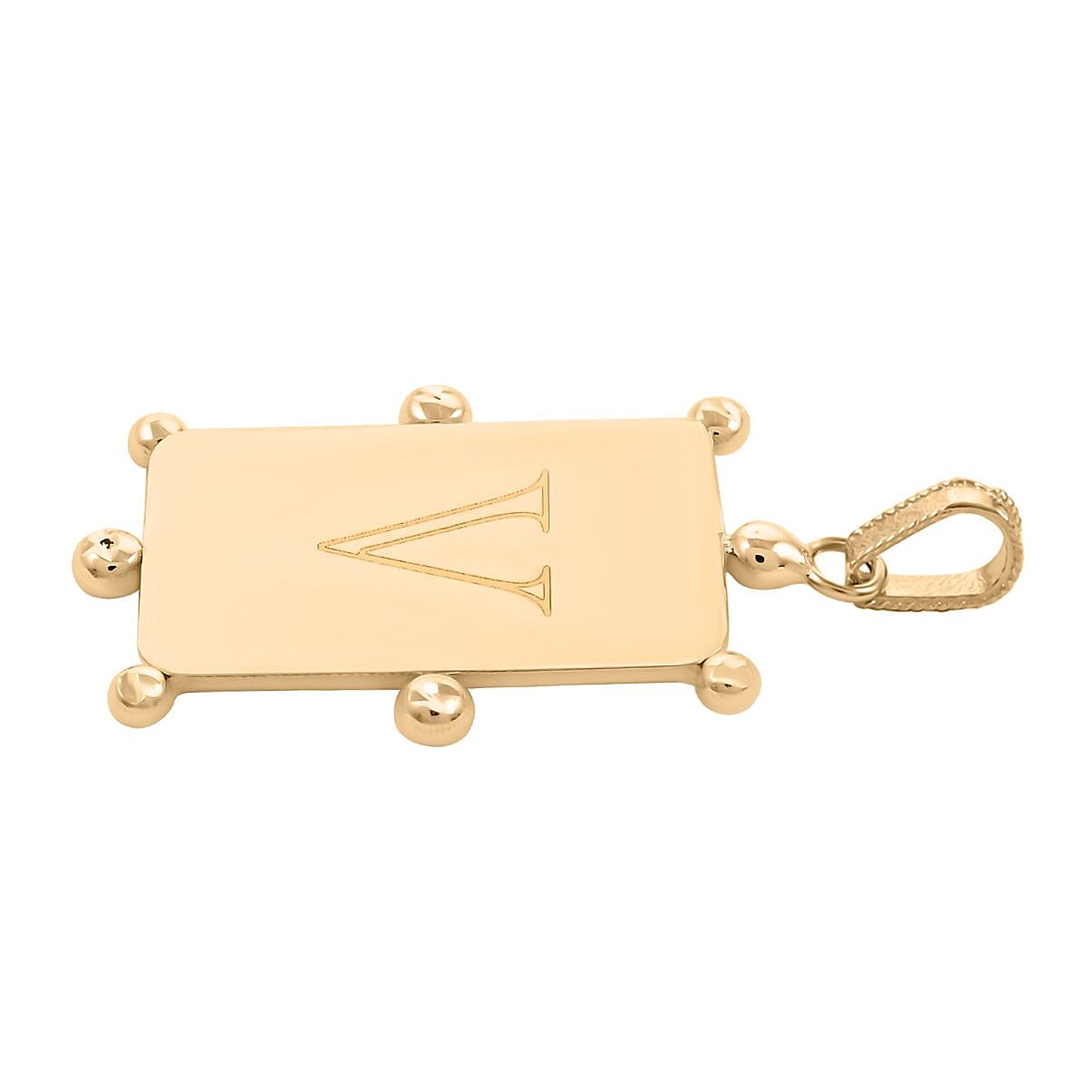 Italian 10K Yellow Gold Initial V Engravable Pendant image number 3