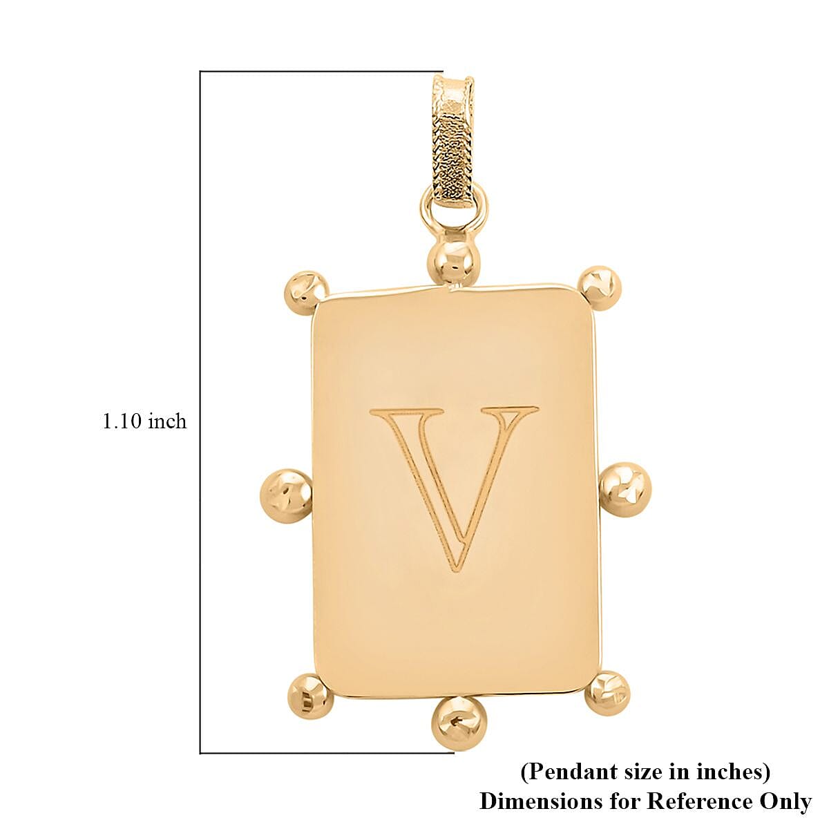 Italian 10K Yellow Gold Initial V Engravable Pendant image number 4