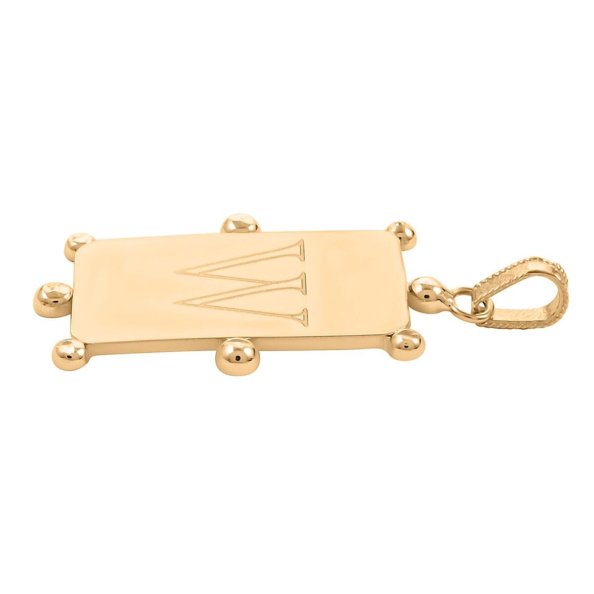 Italian 10K Yellow Gold Initial W Engravable Pendant image number 3