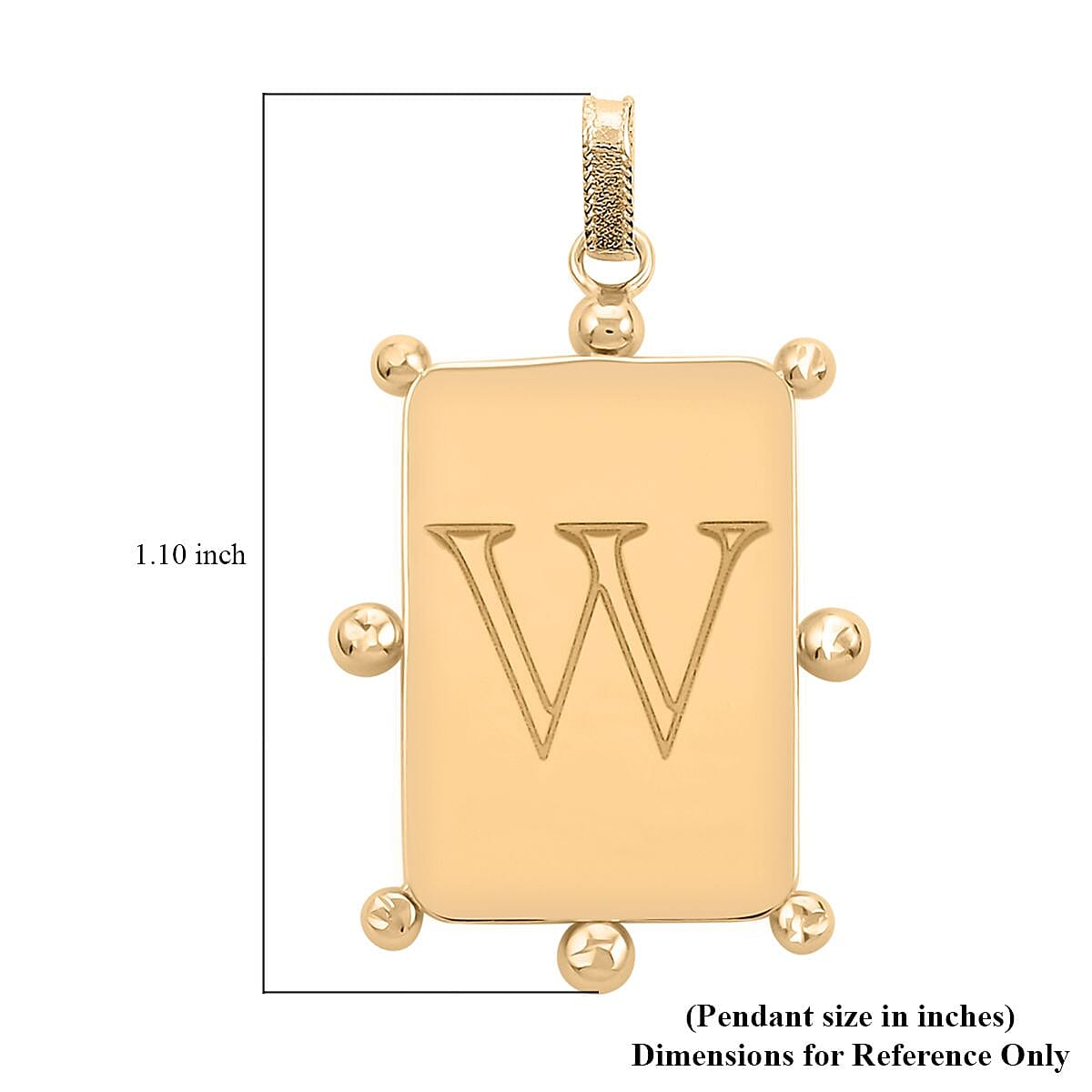Italian 10K Yellow Gold Initial W Engravable Pendant image number 4