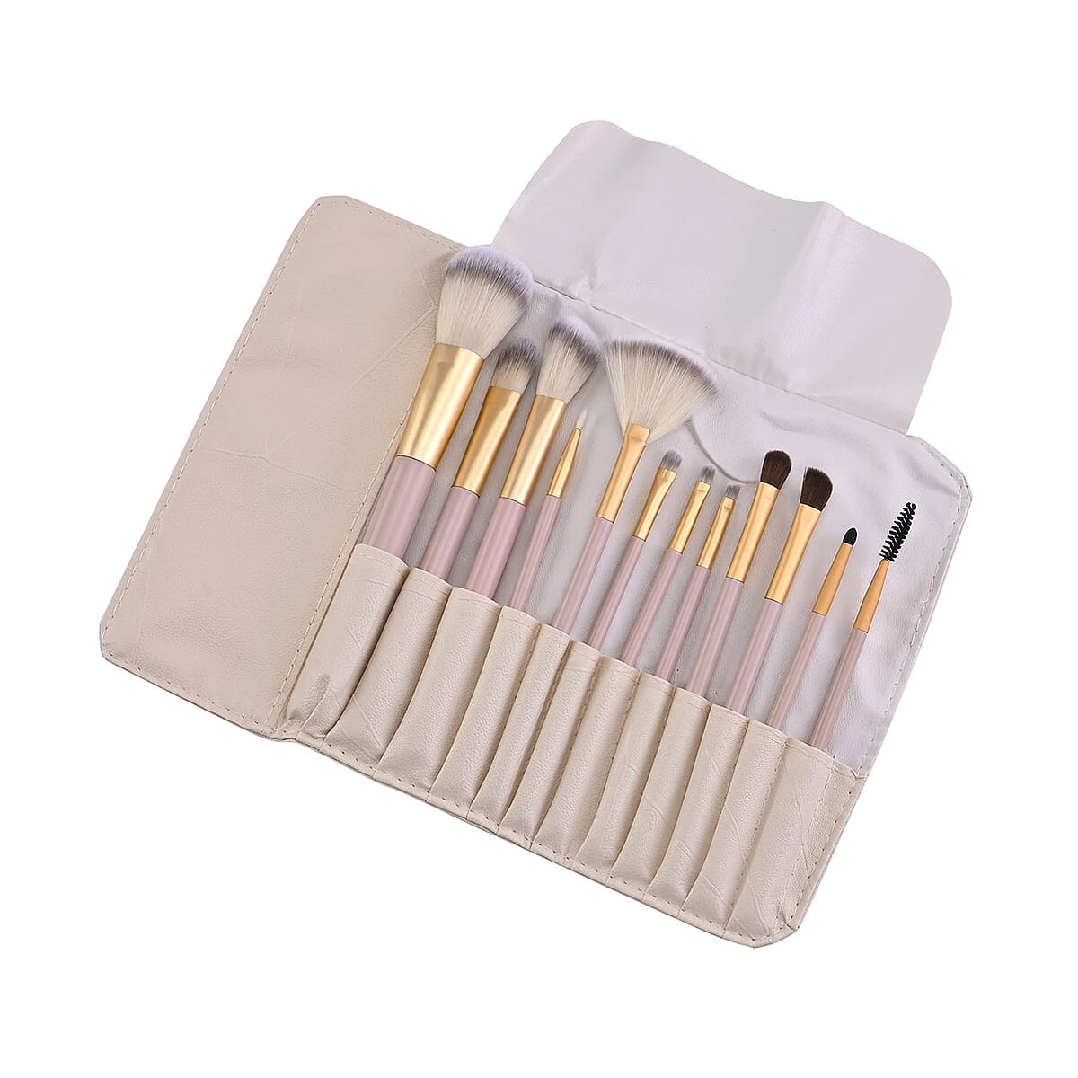 Cream 12pcs Make up Brush Set with Storage Bag image number 0