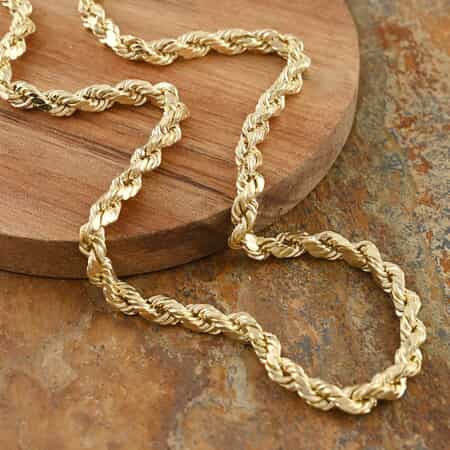 Buy 10K Yellow Gold 4mm Rope Chain Necklace 20 Inches 6.50 Grams