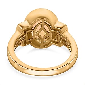 Ethiopian Welo Opal and Kagem Zambian Emerald 2.05 ctw Ring in Vermeil Yellow Gold Over Sterling Silver (Size 9)